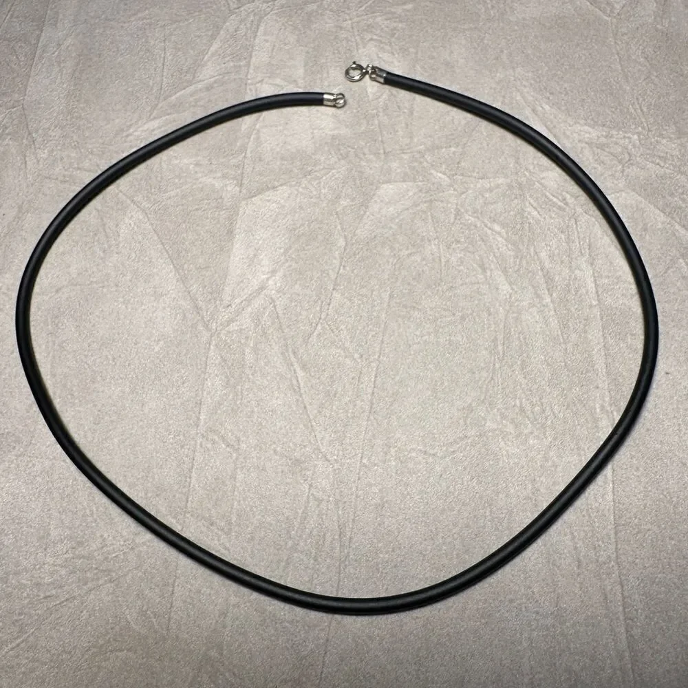 14.5” Black Cord Necklace - Minimalist | Unisex 925 Silver Clasp | Pendant Ready